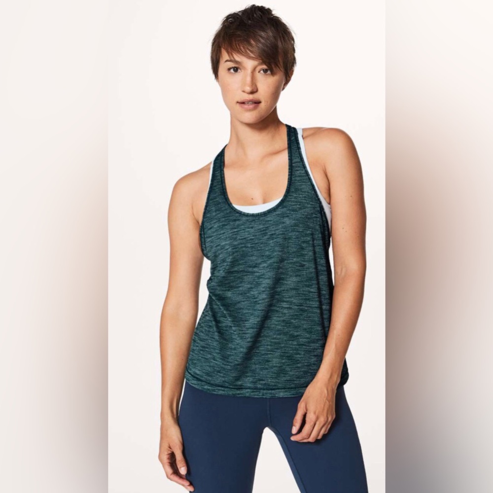 Lululemon, Train Times Tank, Heathered Nile Blue, Size 4